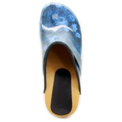 BJORK Agata Wood Open Back Leather Clogs