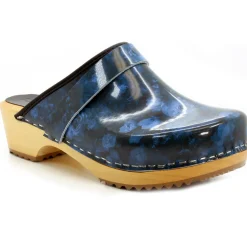 BJORK Agata Wood Open Back Leather Clogs