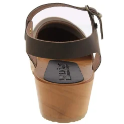 BJORK ALMA Swedish Wood Clog Brown Leather Sandals