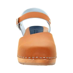 BJORK ALMA Swedish Wood Clog Cognac Leather Sandals
