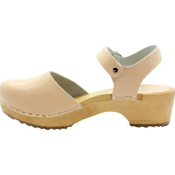 BJORK ALMA Swedish Wood Clog Nude Leather Sandals