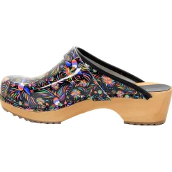 BJORK Araceli Wood Open Back Leather Clogs