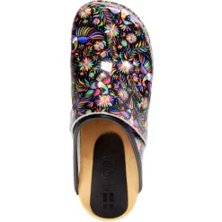 BJORK Araceli Wood Open Back Leather Clogs