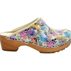 BJORK Bonita Wood Open Back Leather Clogs - CLOSEOUT