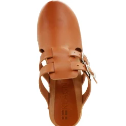 BJORK Brigetta Mid-heel Fashion Leather Wooden Clogs - CLOSEOUT