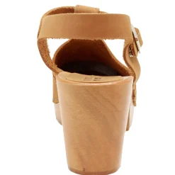 BJORK CLARA Swedish Wooden Clogs in Camel Nubuck