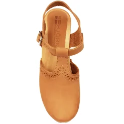 BJORK CLARA Swedish Wooden Clogs in Camel Nubuck