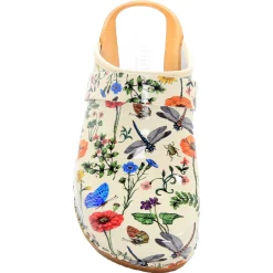 BJORK Dahlia Wood Open Back Leather Clogs