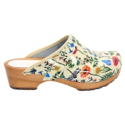 BJORK Dahlia Wood Open Back Leather Clogs
