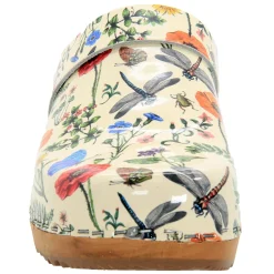 BJORK Dahlia Wood Open Back Leather Clogs