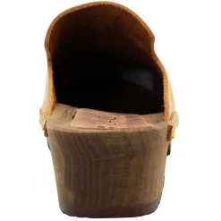 BJORK Elin Wood Open Back Full Grain Oiled Leather Clogs