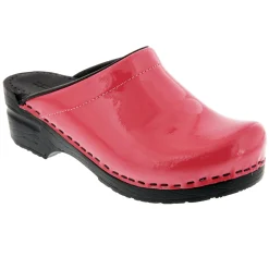 BJORK Elly Open Back Fuchsia Patent Leather Clogs