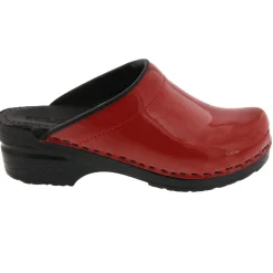 BJORK Elly Open Back Red Patent Leather Clogs