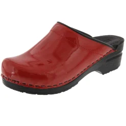 BJORK Elly Open Back Red Patent Leather Clogs