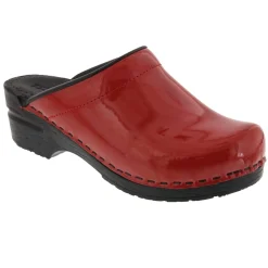 BJORK Elly Open Back Red Patent Leather Clogs