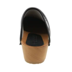 BJORK Emma Wood Open Back Black Polka Dots Leather Clogs - CLOSEOUT