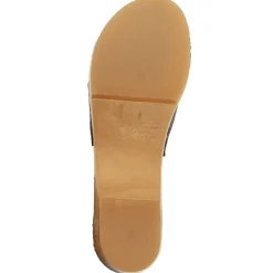 BJORK Erika Black Leather Wooden Clog Sandals