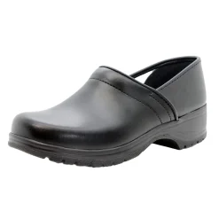 BJORK Flex Pro Closed Back Black Leather Clogs