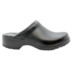 BJORK Flex Pro Open Back Black Leather Clogs - CLOSEOUT