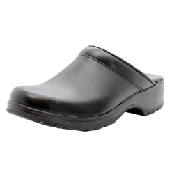 BJORK Flex Pro Open Back Black Leather Clogs - CLOSEOUT