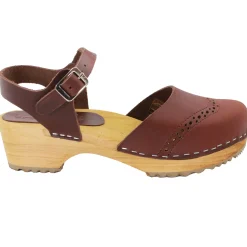BJORK Gerda Leather Closed-Toe Wooden Clog Sandals