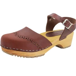 BJORK Gerda Leather Closed-Toe Wooden Clog Sandals