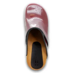 BJORK LEIA Wood Classic Open Back Maroon Patent Leather Clogs - CLOSEOUT