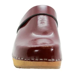 BJORK LEIA Wood Classic Open Back Maroon Patent Leather Clogs - CLOSEOUT
