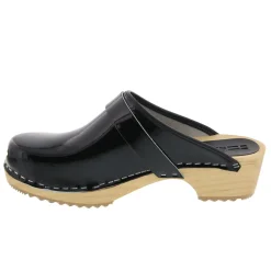 BJORK LEIA Wood Classic Open Back Patent Leather Clogs