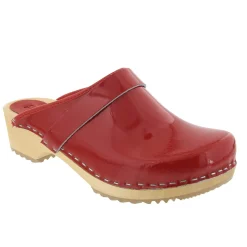 BJORK LEIA Wood Classic Open Back Patent Leather Clogs