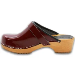 BJORK LEIA Wood Classic Open Back Patent Leather Clogs