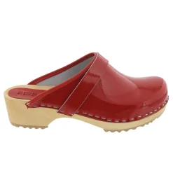 BJORK LEIA Wood Open Back Red Patent Leather Clogs