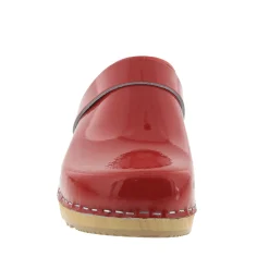 BJORK LEIA Wood Open Back Red Patent Leather Clogs