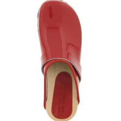 BJORK LEIA Wood Open Back Red Patent Leather Clogs