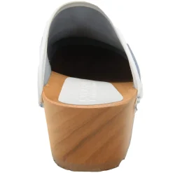 BJORK Linnea Wood Open Back Flower Print Leather Clogs - FACTORY SECOND