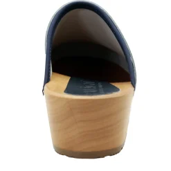 BJORK Maja Denim Wood Open Back Leather Clogs - CLOSEOUT