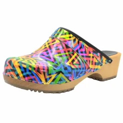 BJORK Maja Open Back Geometric Leather Clogs