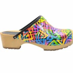 BJORK Maja Open Back Geometric Leather Clogs