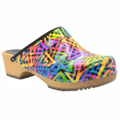 BJORK Maja Open Back Geometric Leather Clogs