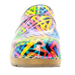 BJORK Maja Open Back Geometric Leather Clogs