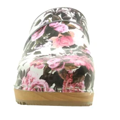 BJORK Maja Open Back Pink Roses Leather Clogs