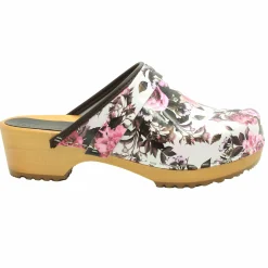 BJORK Maja Open Back Pink Roses Leather Clogs