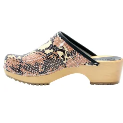 BJORK Maja Open Back Python Leather Clogs