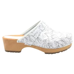 BJORK Maja Open Back Stencil Leather Clogs - CLOSEOUT