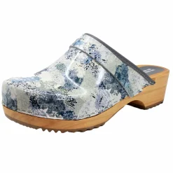 BJORK Maja Wood Abby Printed Leather Clogs