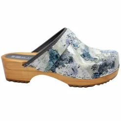 BJORK Maja Wood Abby Printed Leather Clogs