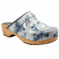 BJORK Maja Wood Abby Printed Leather Clogs