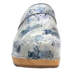 BJORK Maja Wood Abby Printed Leather Clogs