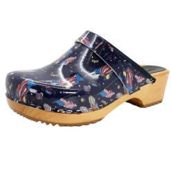 BJORK Maja Wood Liberty Leather Clogs