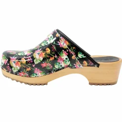 BJORK Maja Wood Moa Printed Leather Clogs